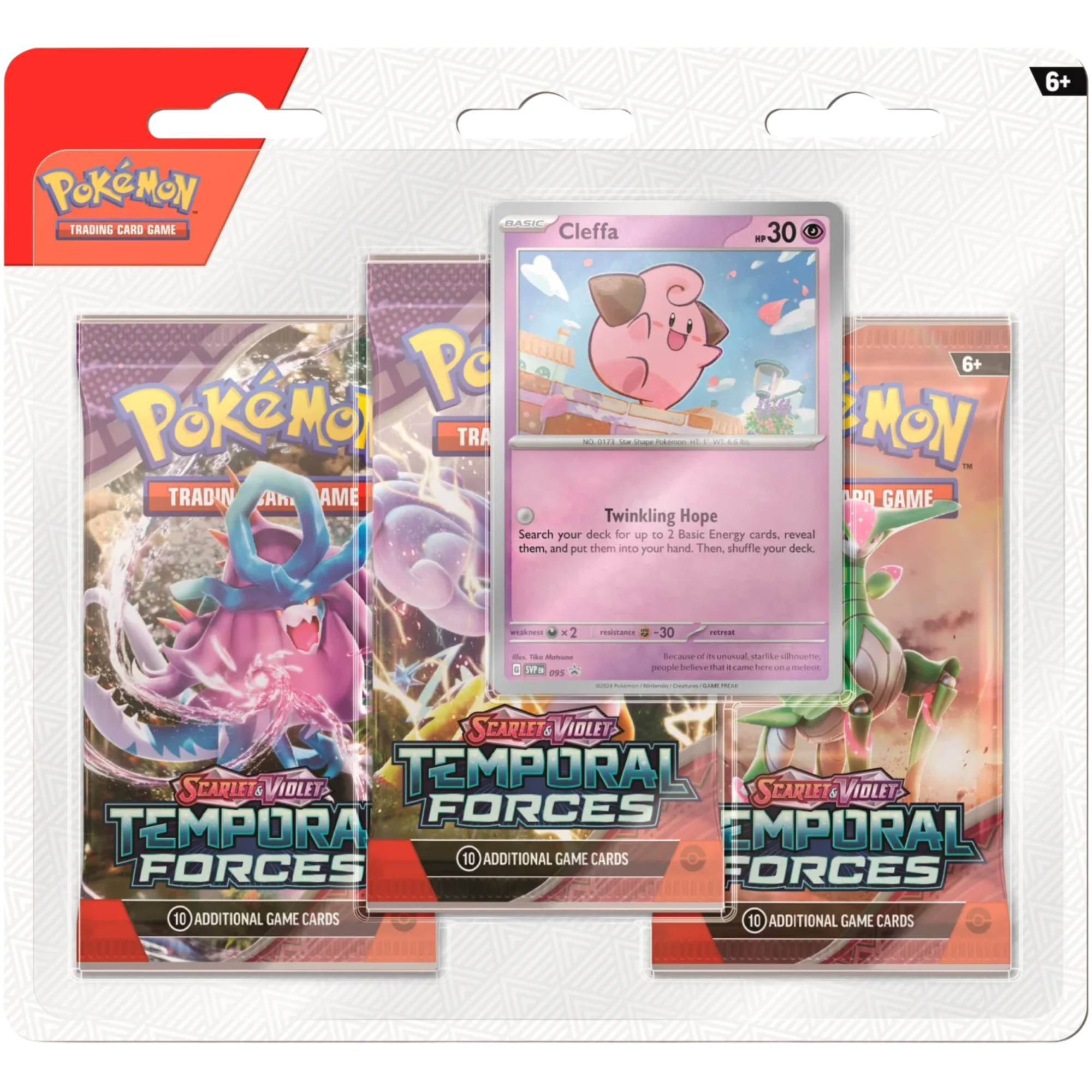 Temporal Force 3-Pack Blister - Cleffa ( Scarlet & Violet ) Pokemon TCG