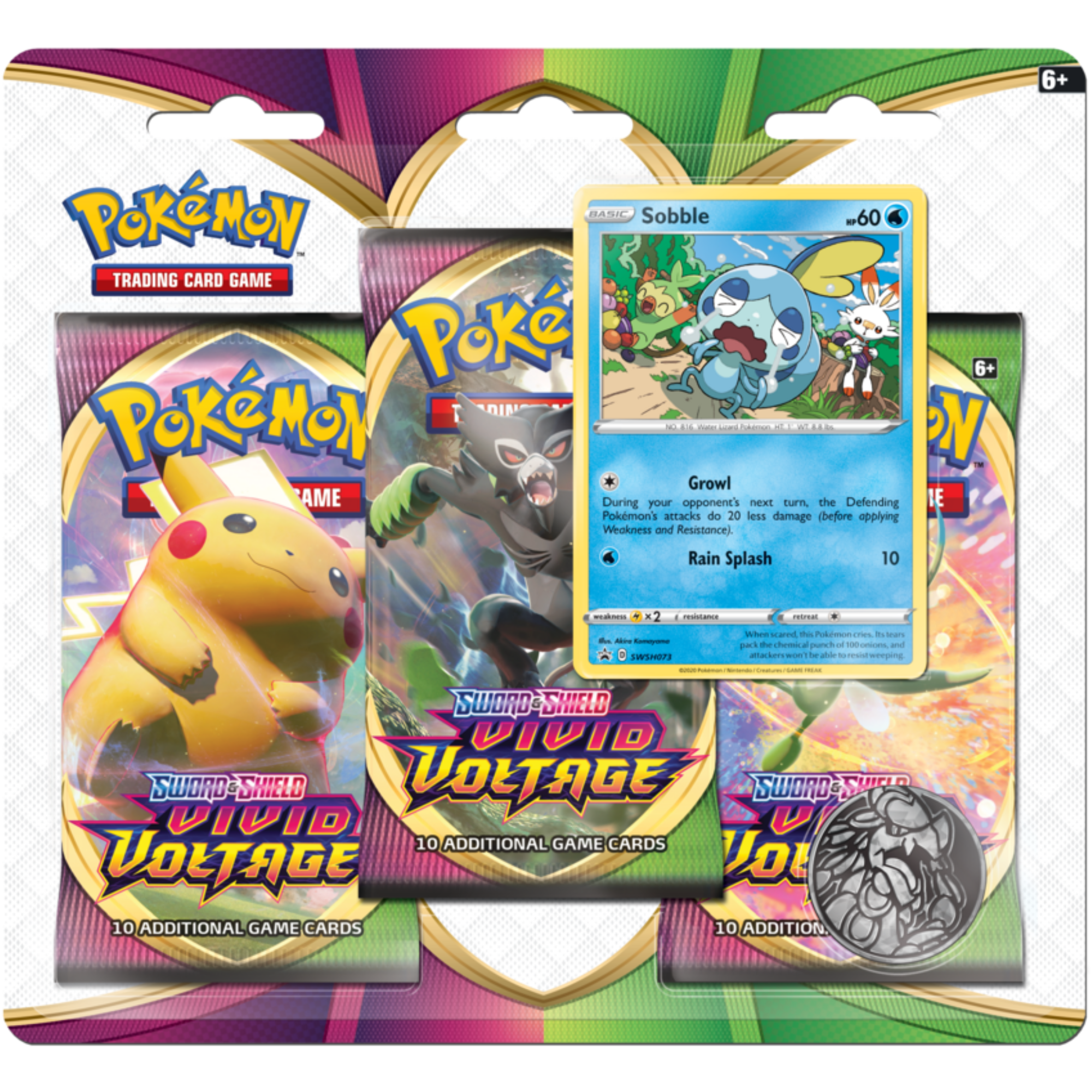 Vivid Voltage 3-Pack Blister - Sobble ( Sword & Shield ) Pokemon TCG
