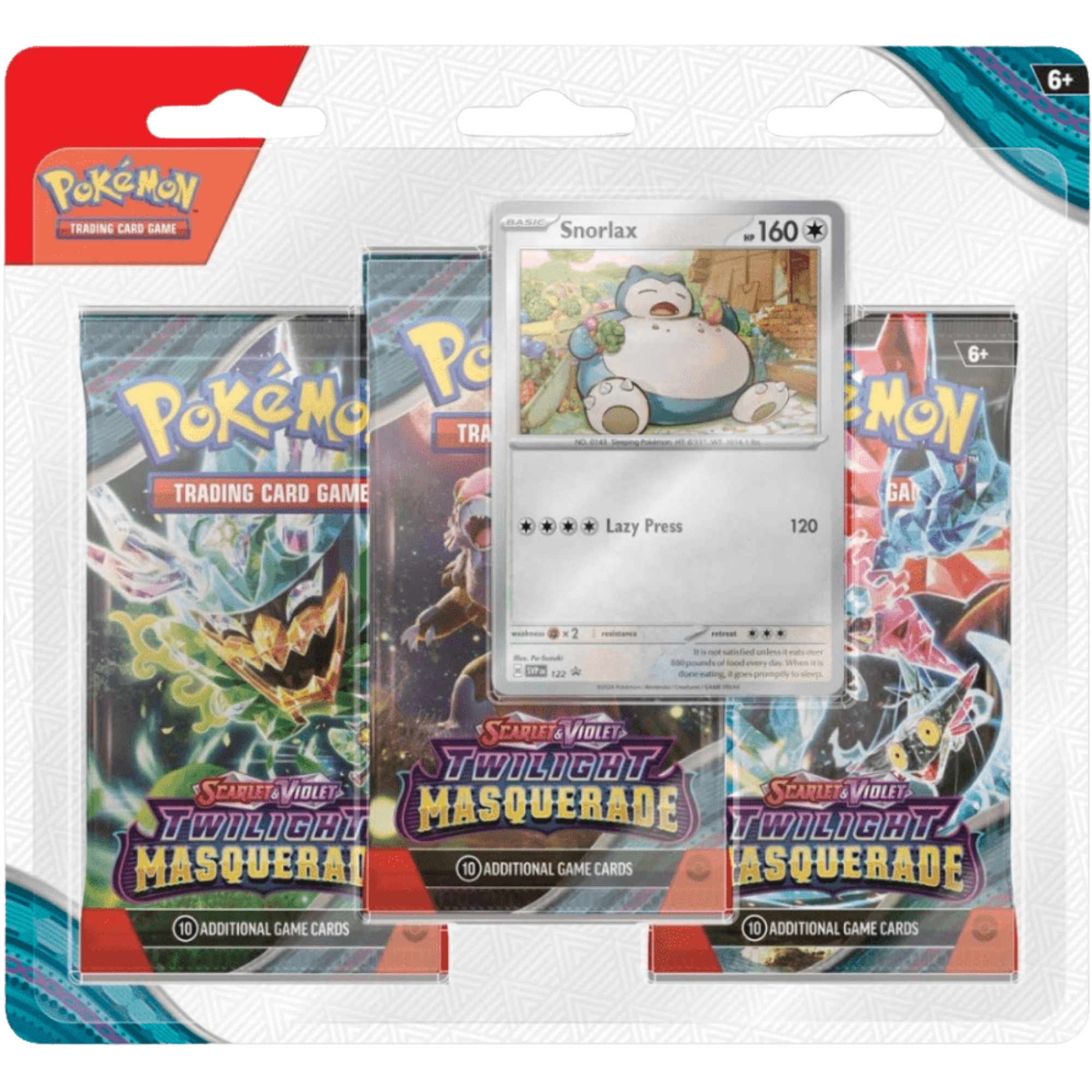 Twilight Masquerade 3-Pack Blister - Snorlax ( Scarlet & Violet ) Pokemon TCG