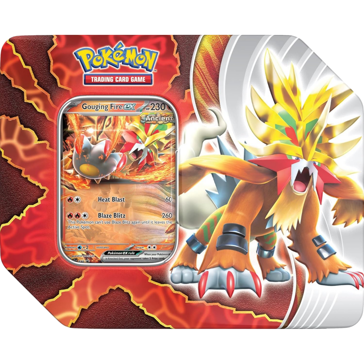 Paradox Destinies Tin - Gouging Fire ex ( Scarlet & Violet ) Pokemon TCG