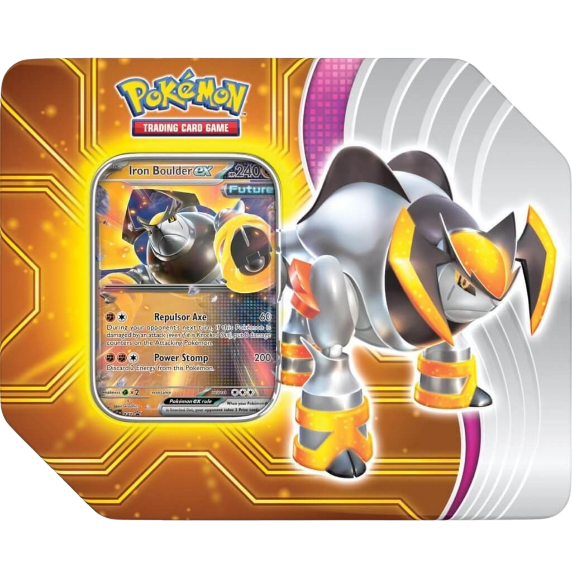 Paradox Destinies Tin - Iron Boulder ex ( Scarlet & Violet ) Pokemon TCG