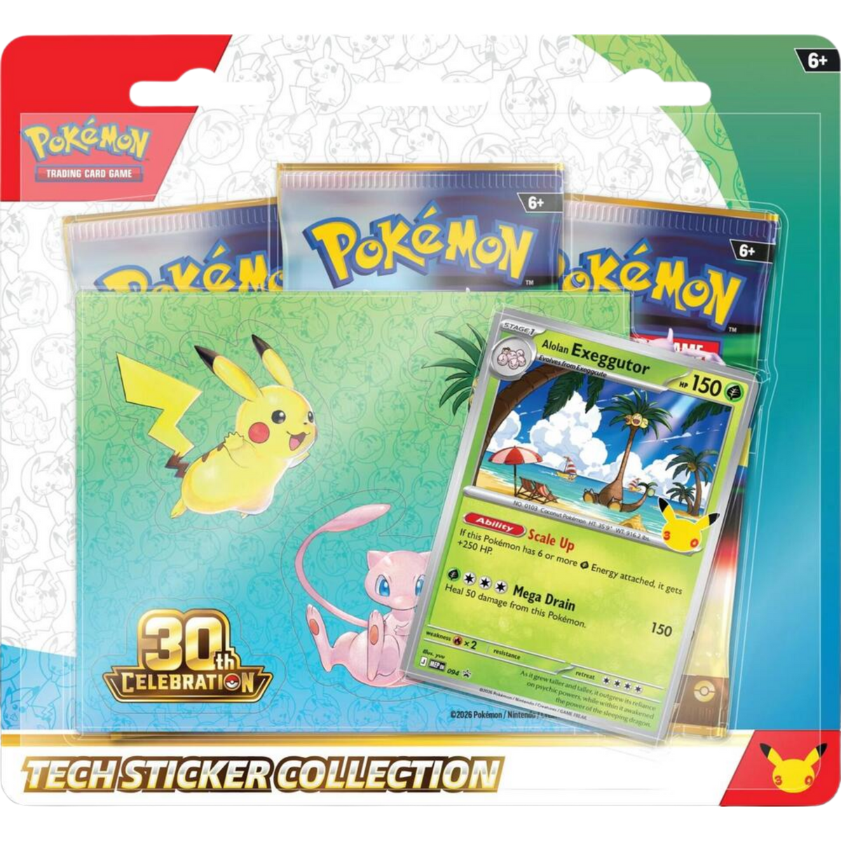 30th Celebration Tech Sticker Collection - Alolan Exeggutor ( 30th Anniversary ) Pokemon TCG