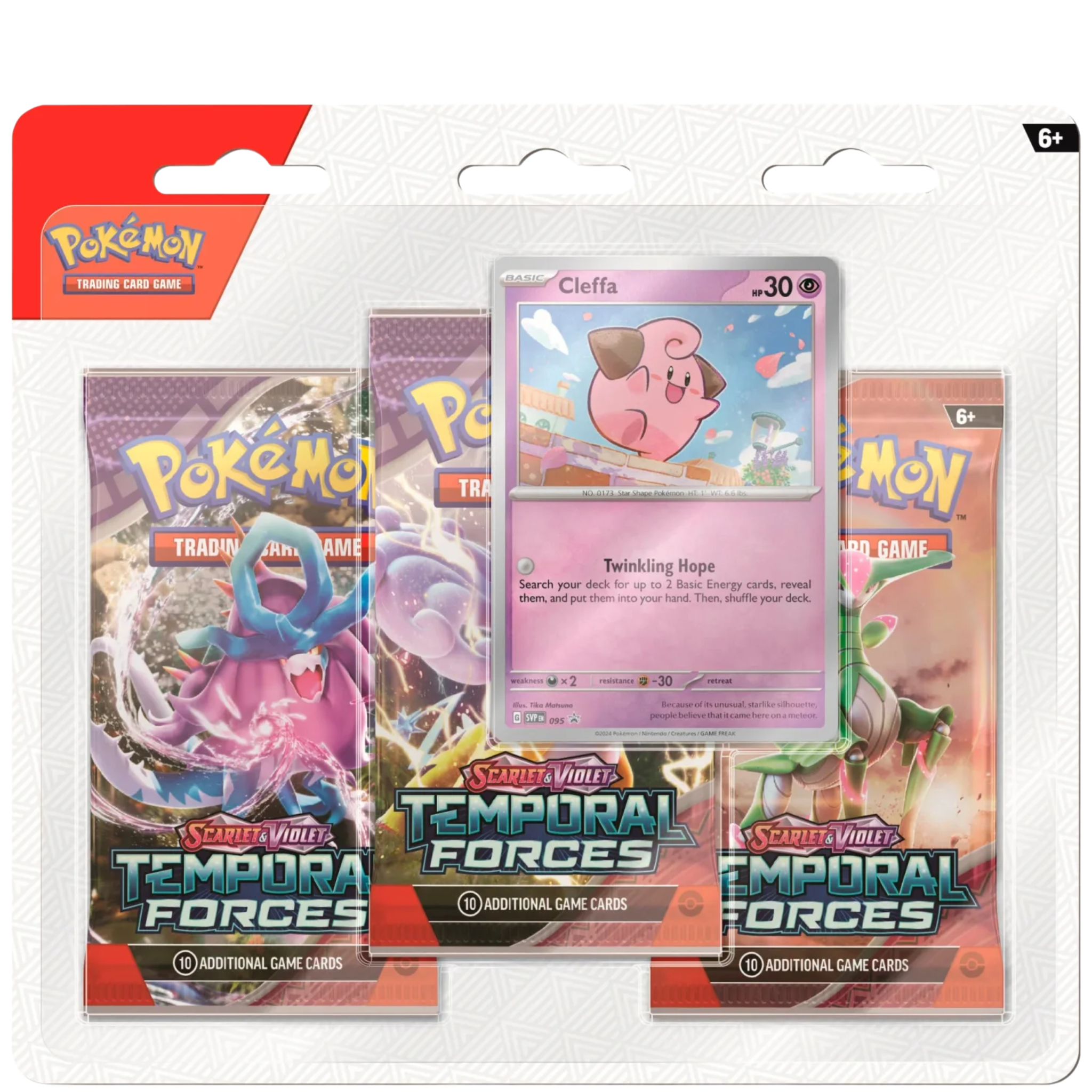 Temporal Force 3-Pack Blister - Cleffa Promo ( Scarlet & Violet ) Pokemon TCG