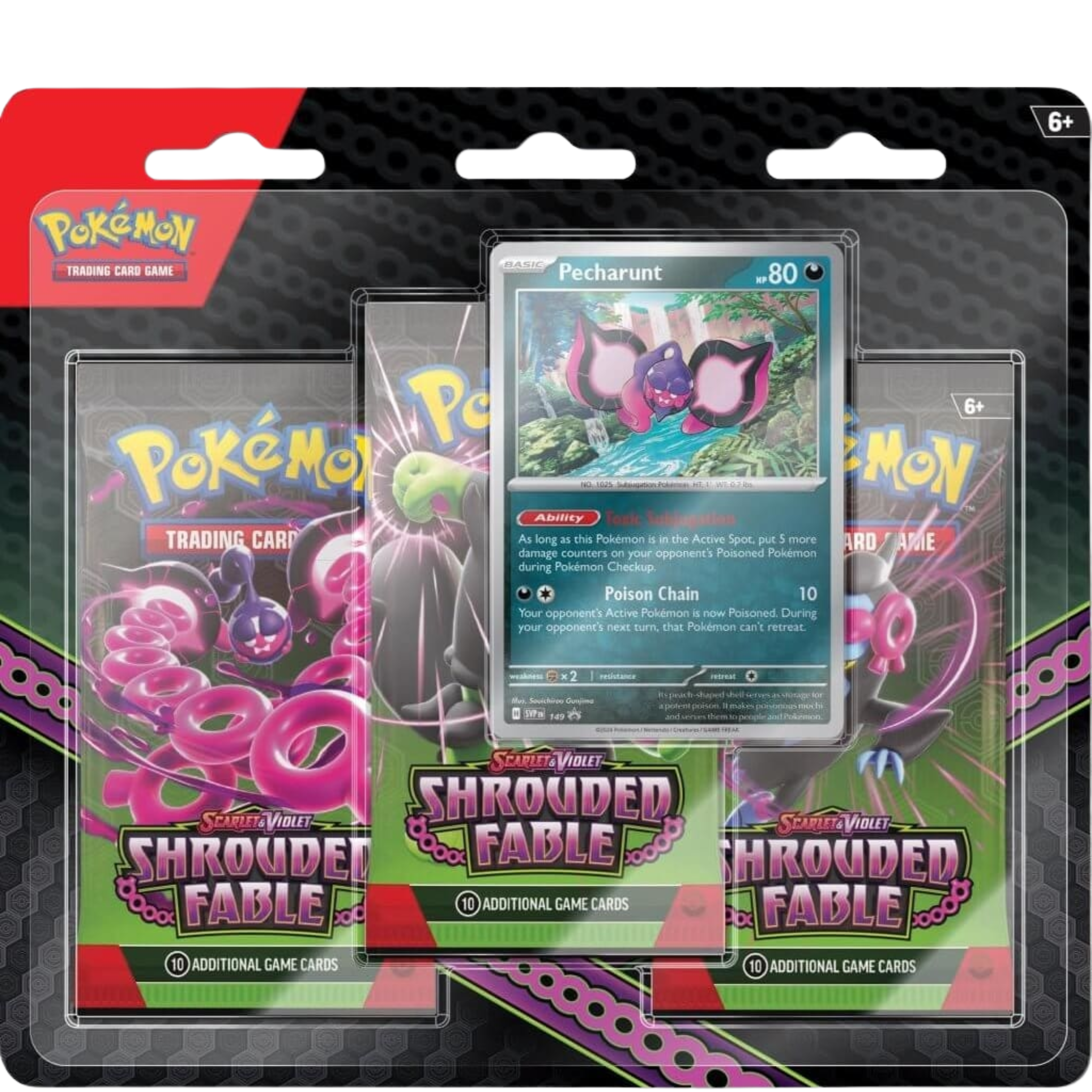 Shrouded Fable 3-Pack Blister - Pecharunt Promo ( Scarlet & Violet ) Pokemon TCG