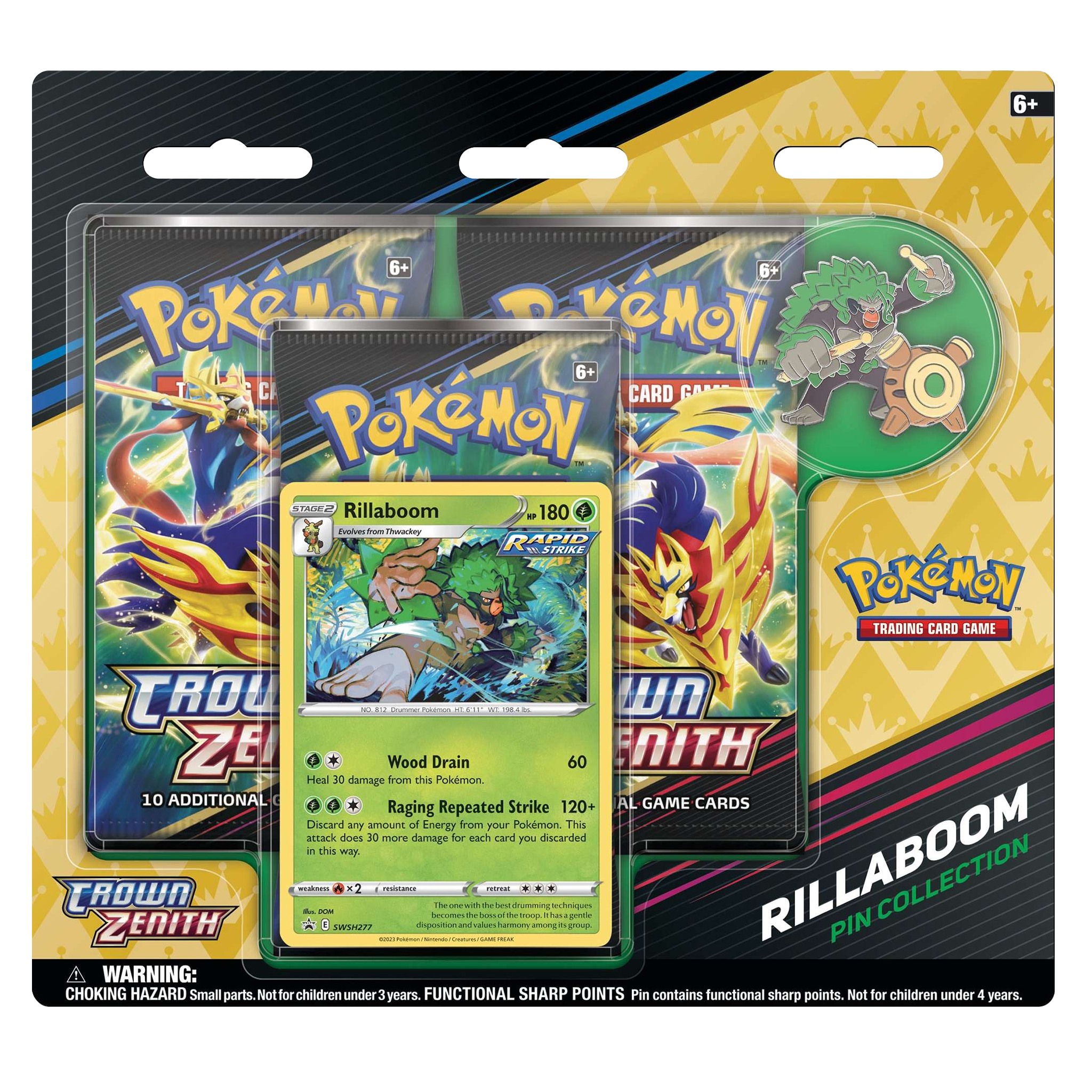 Crown Zenith Pin Collection - Rillaboom ( Sword & Shield ) Pokemon TCG