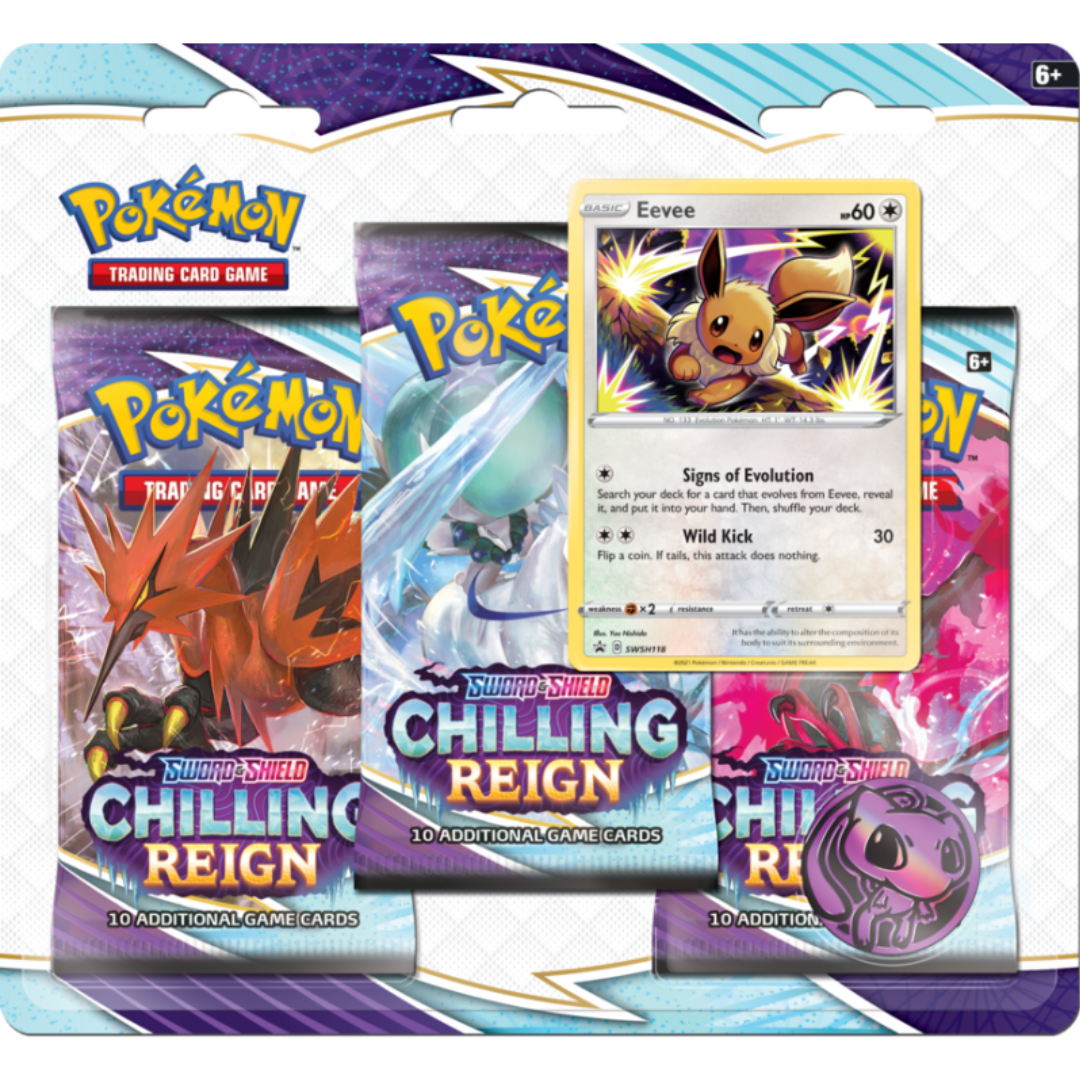 Chilling Reign 3-Pack Blister - Eevee ( Sword & Shield ) Pokemon TCG