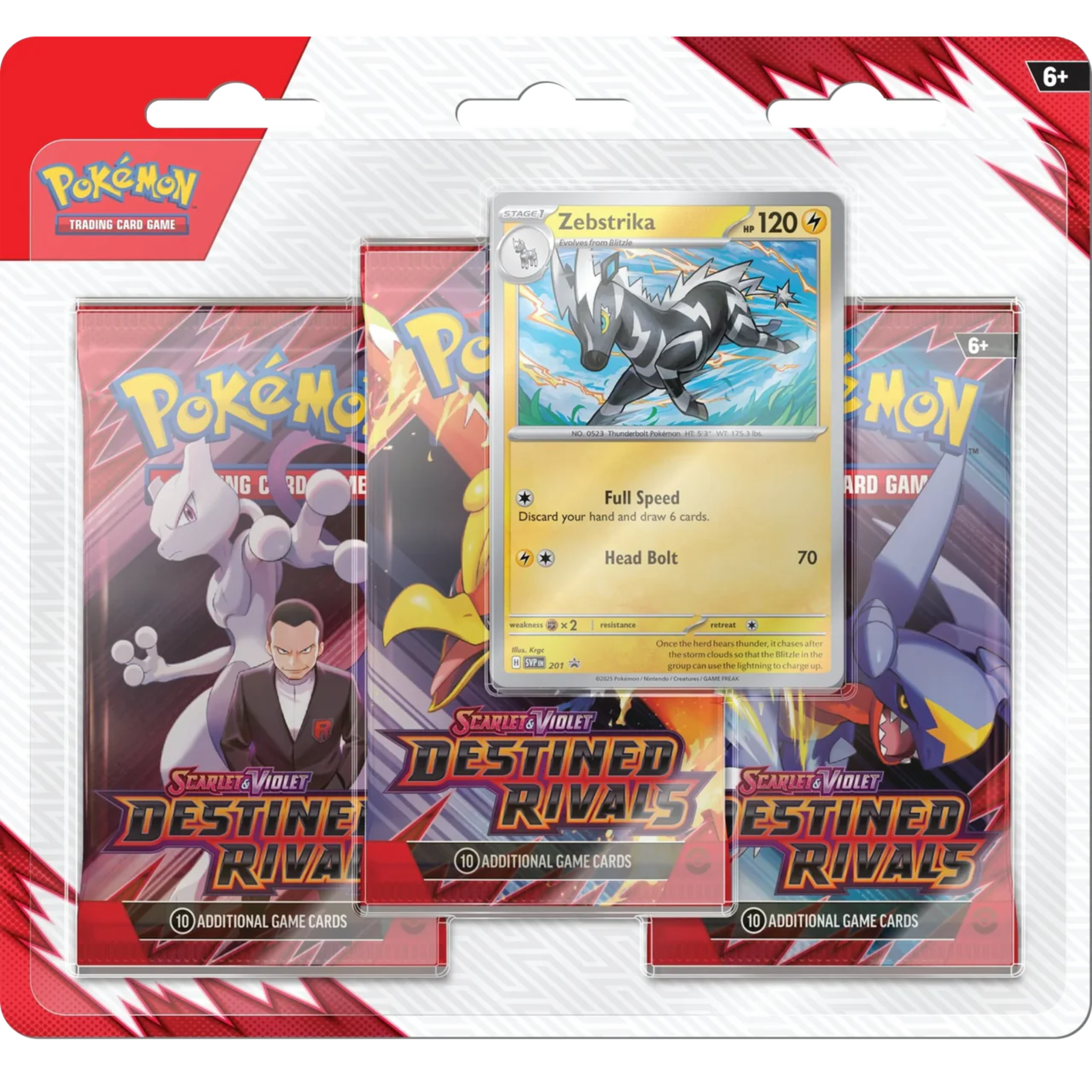 Destined Rivals 3-Pack Blister - Zebstrika ( Scarlet & Violet ) Pokemon TCG
