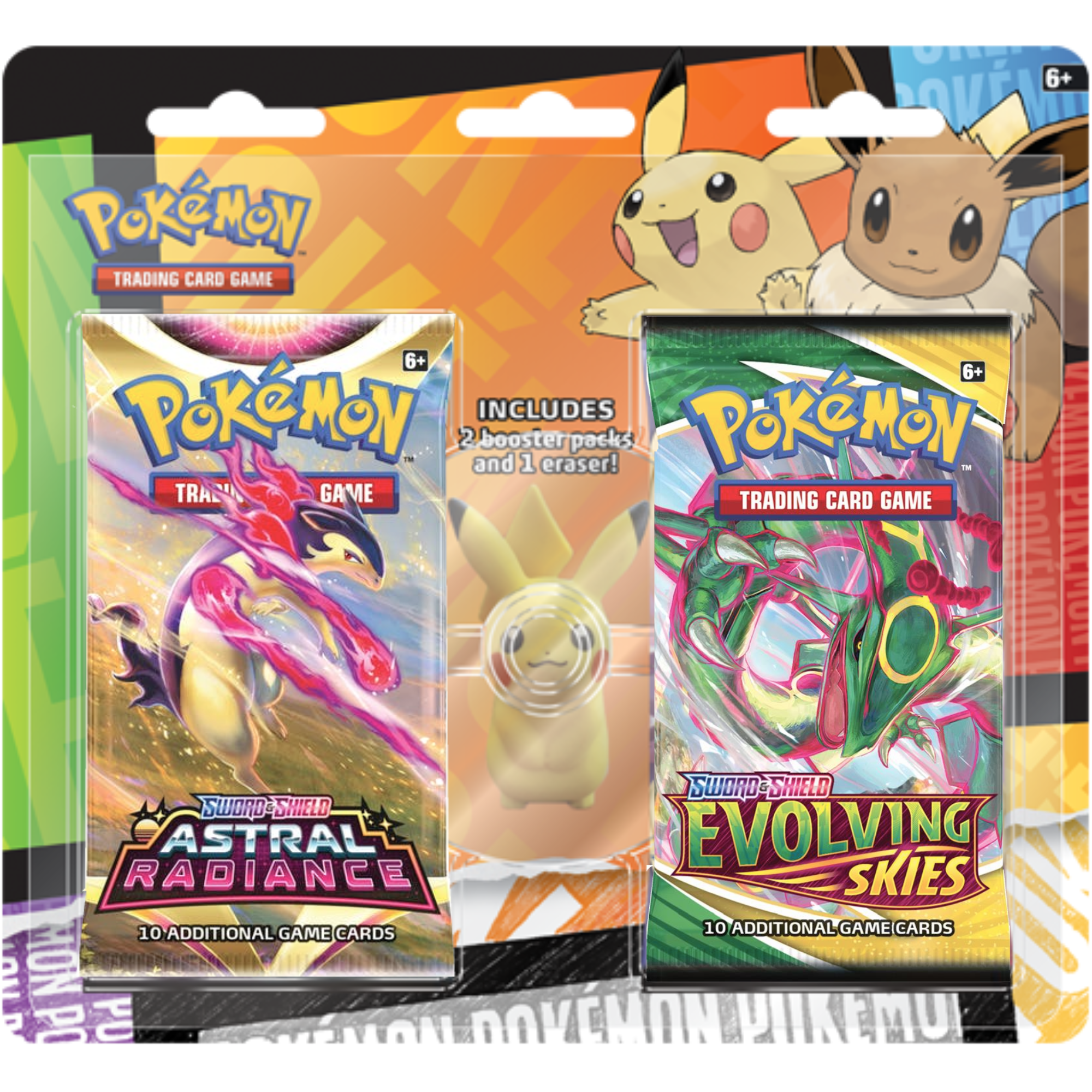Evolving Skies Blister - Pikachu Eraser ( Sword & Shield ) Pokemon TCG