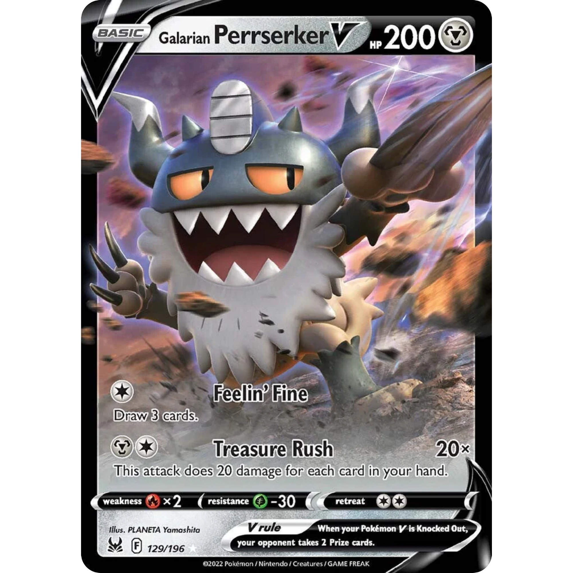 Galarian Perrserker V (129/196) [Sword & Shield: Lost Origin]