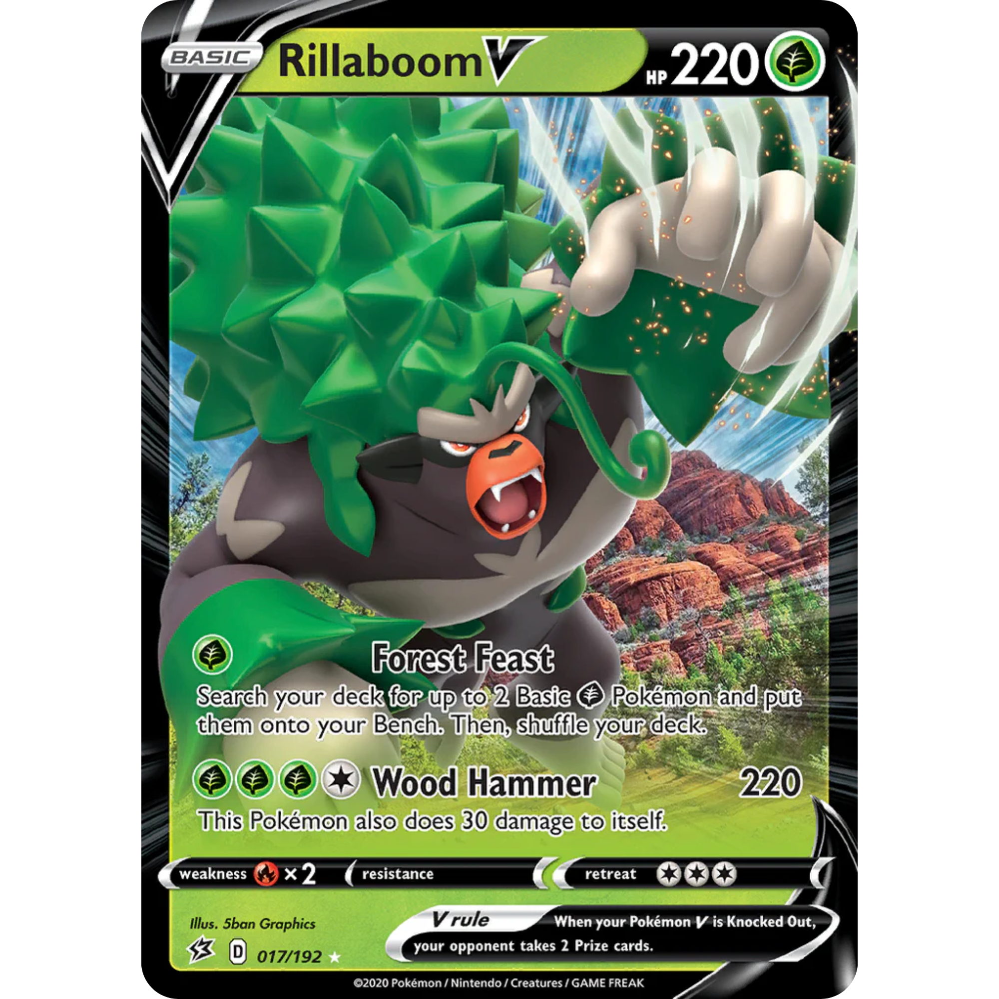 Rillaboom V (017/192) [Sword & Shield: Rebel Clash]