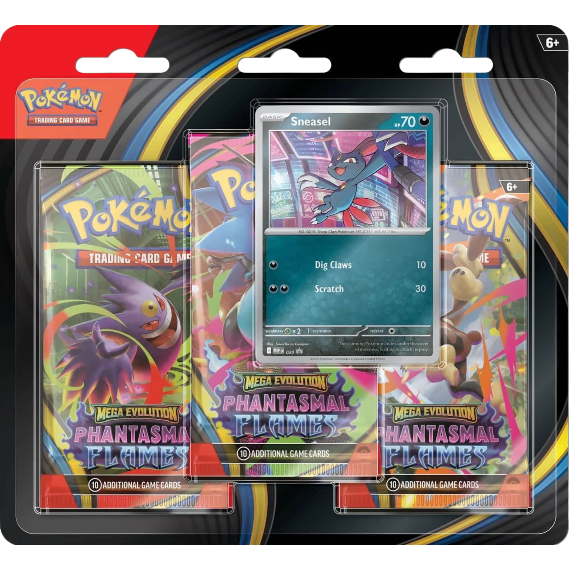 Phantasmal Flames 3-Pack Blister - Sneasel ( Mega Evolution ) Pokemon TCG