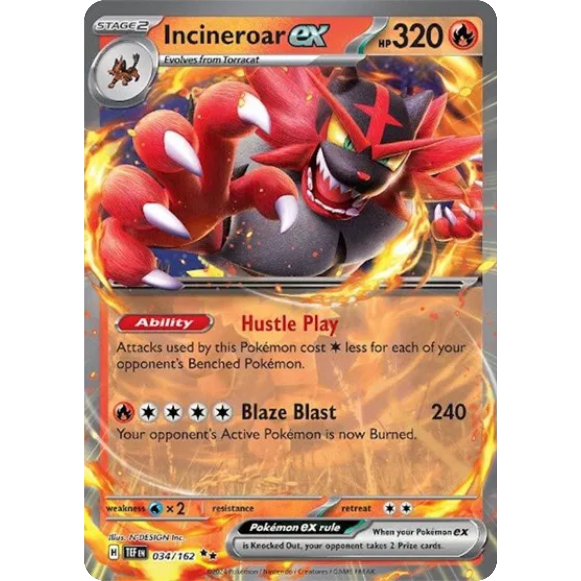 Incineroar ex (034/162) [Temporal Forces]
