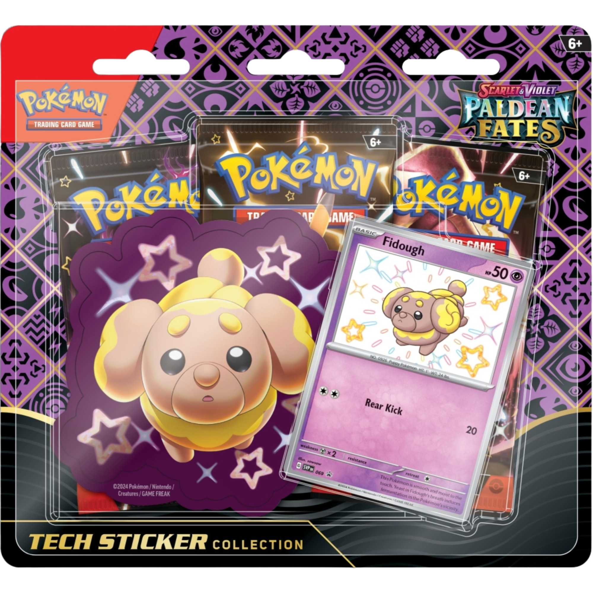 Paldean Fates Tech Sticker Collection Blister - Fidough ( Scarlet & Violet ) Pokemon TCG