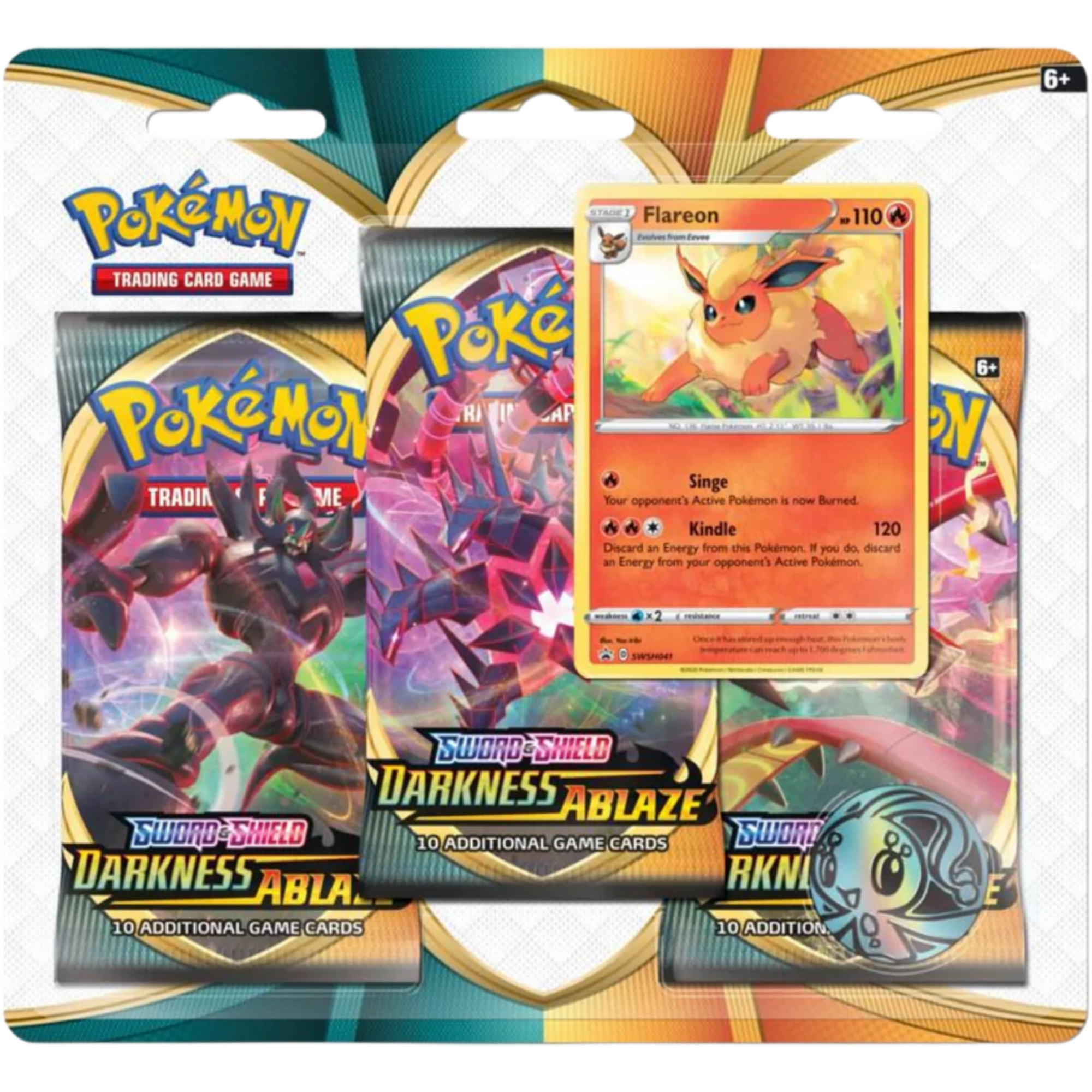 Darkness Ablaze 3-Pack Blister - Flareon ( Sword & Shield ) Pokemon TCG