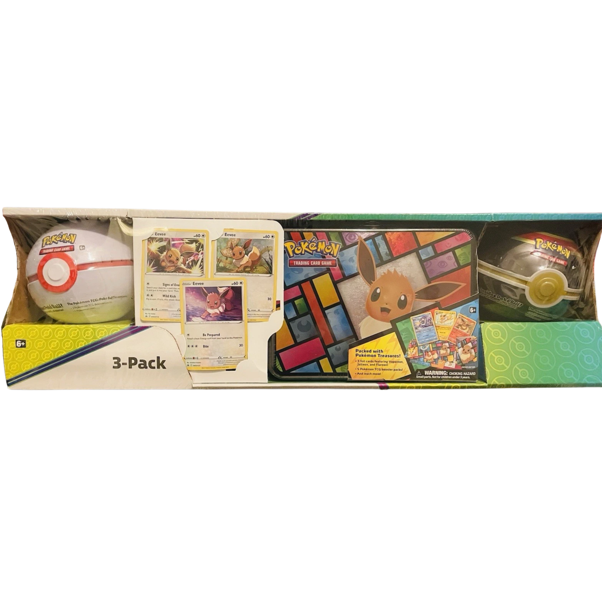 Eevee Treasure Chest & Poke Balls 3-Pack ( Sun & Moon ) Pokemon TCG
