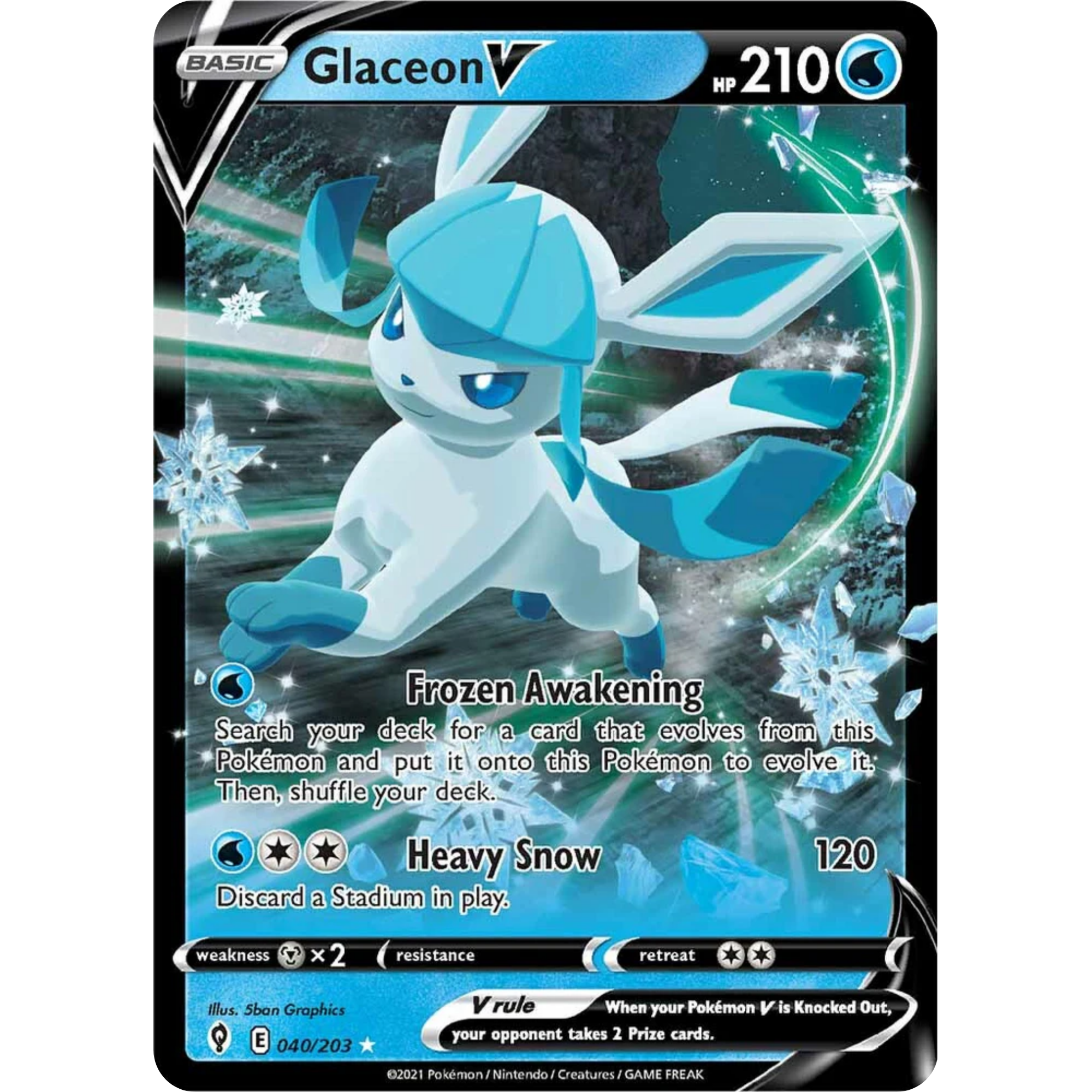 Glaceon V (040/203) [Sword & Shield: Evolving Skies]