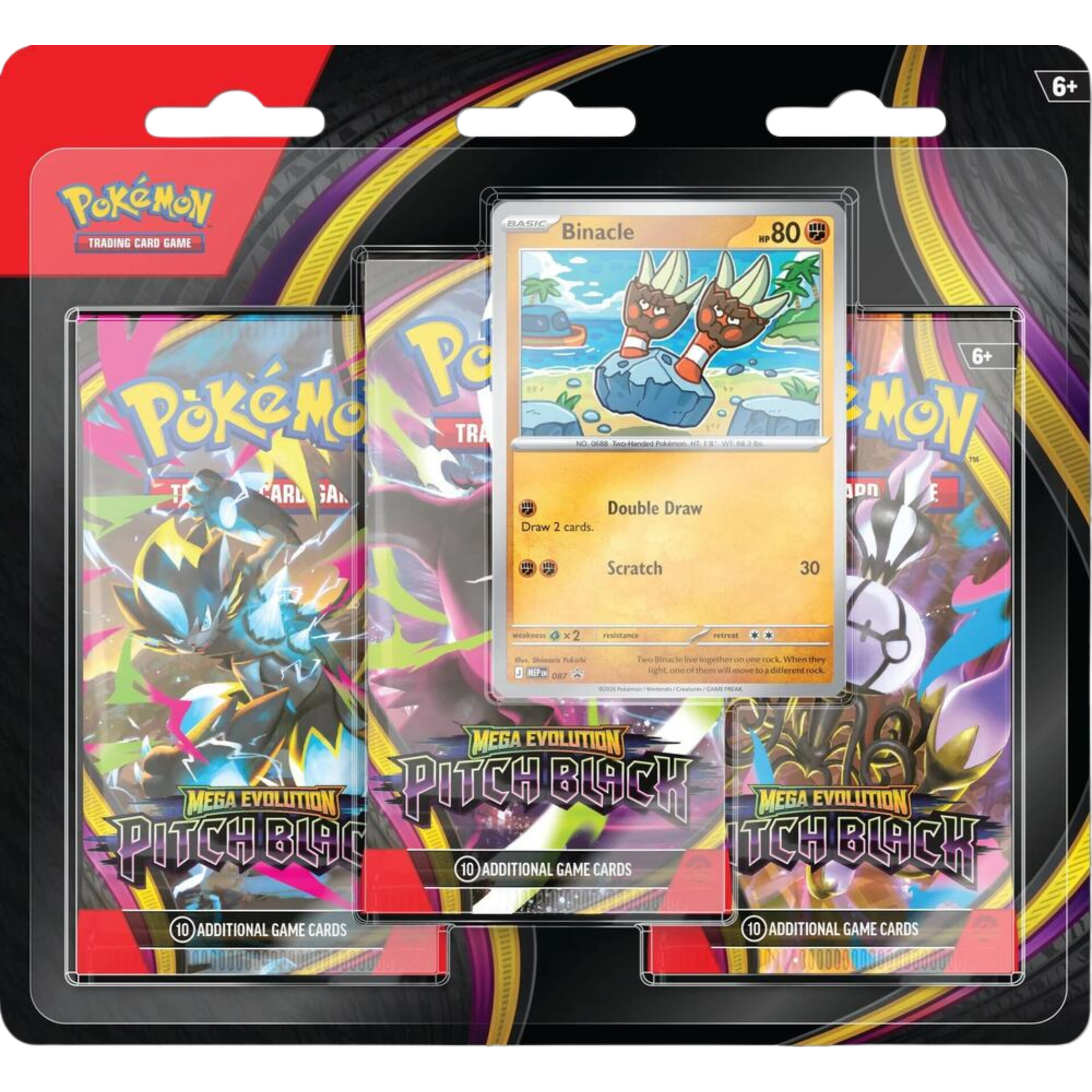 [PRE-ORDER] Pitch Black 3-Pack Blister - Binacle ( Mega Evolution ) Pokemon TCG