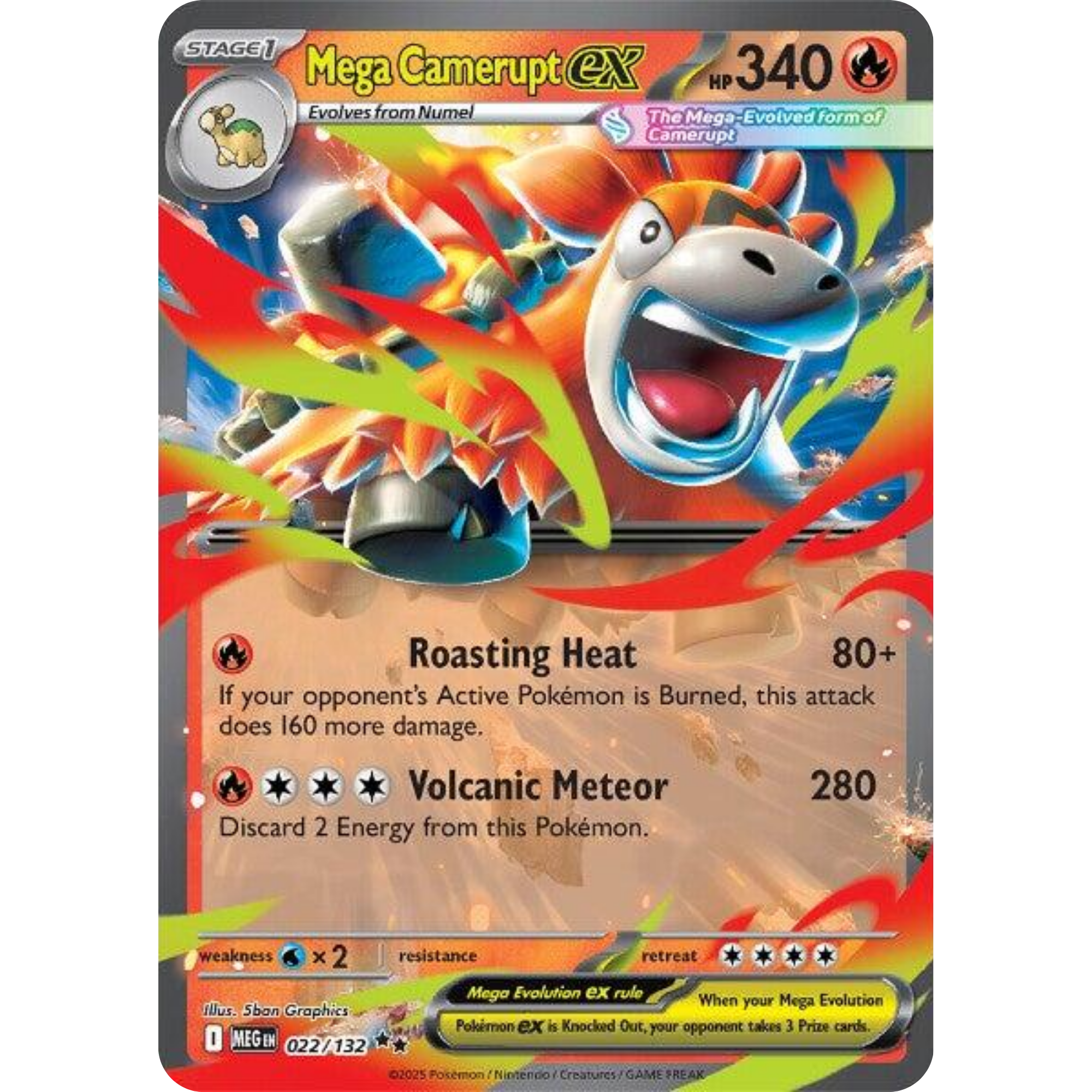 Mega Camerupt ex (022/132) [Mega Evolution: Base Set]