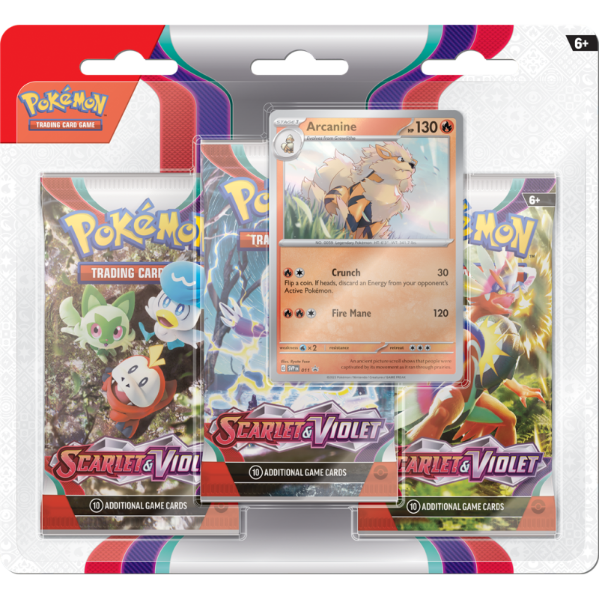 Scarlet & Violet Base Set 3-Pack Blister - Arcanine ( Scarlet & Violet ) Pokemon TCG