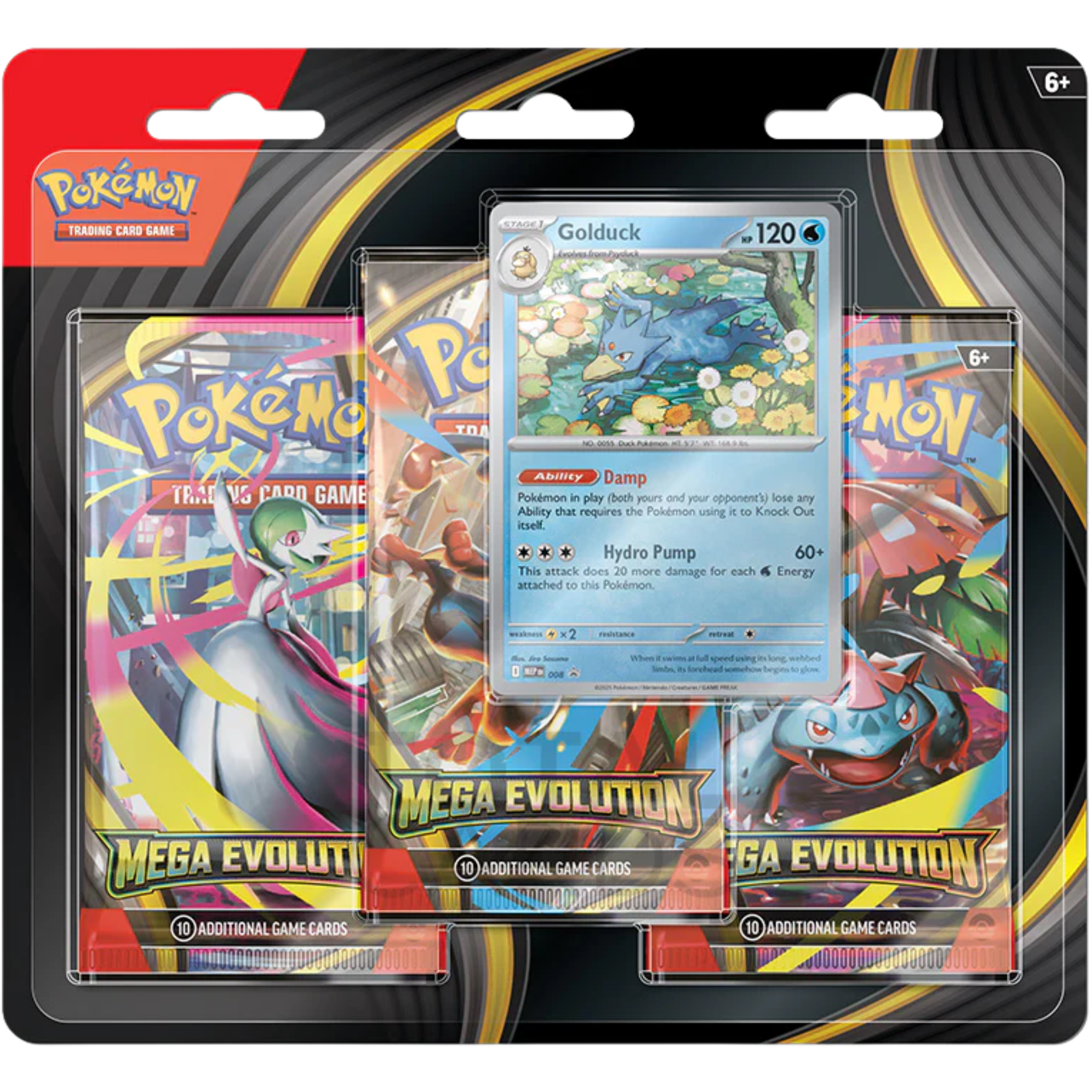 Mega Evolution 3-Pack Blister - Golduck ( Mega Evolution ) Pokemon TCG