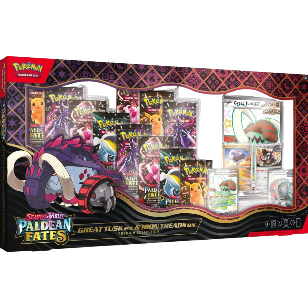 Paldean Fates Premium Collection - Great Tusk ex & Iron Threads ex ( Scarlet & Violet ) Pokemon TCG