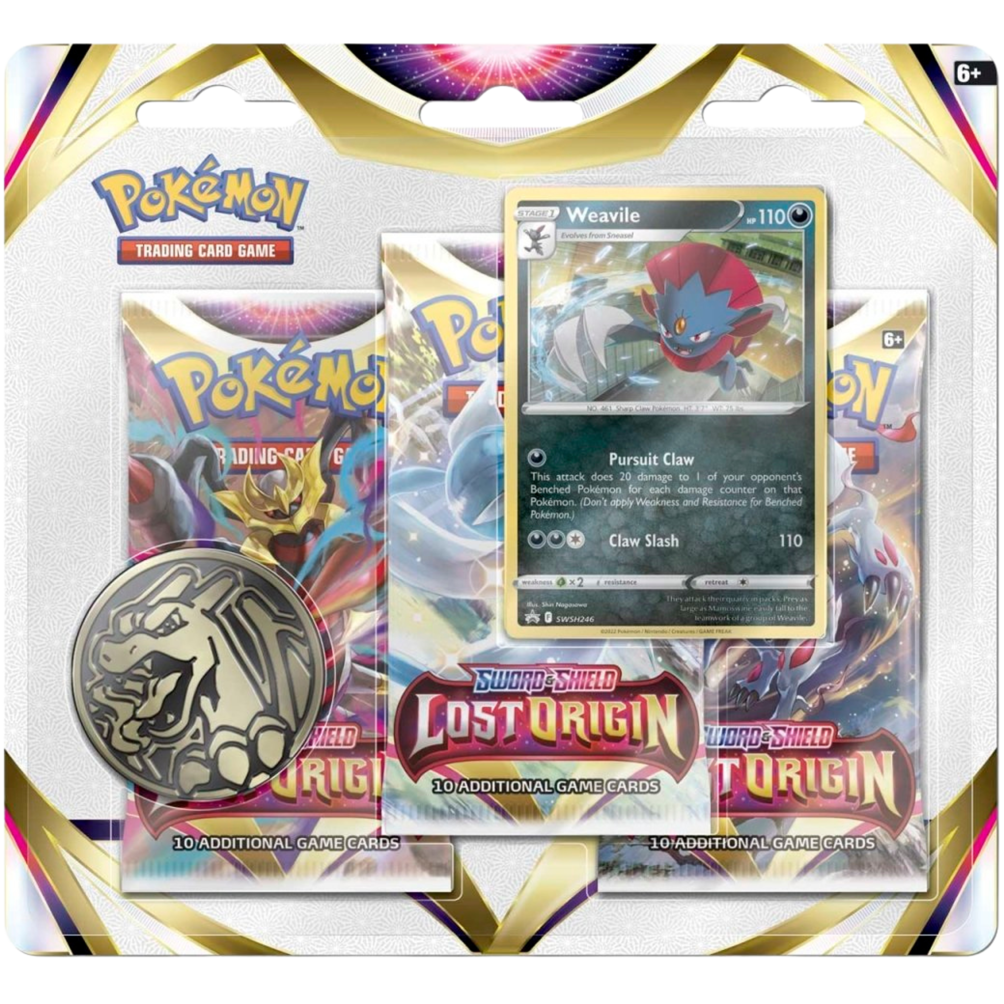 Lost Origins 3-Pack Blister - Weavile ( Sword & Shield ) Pokemon TCG