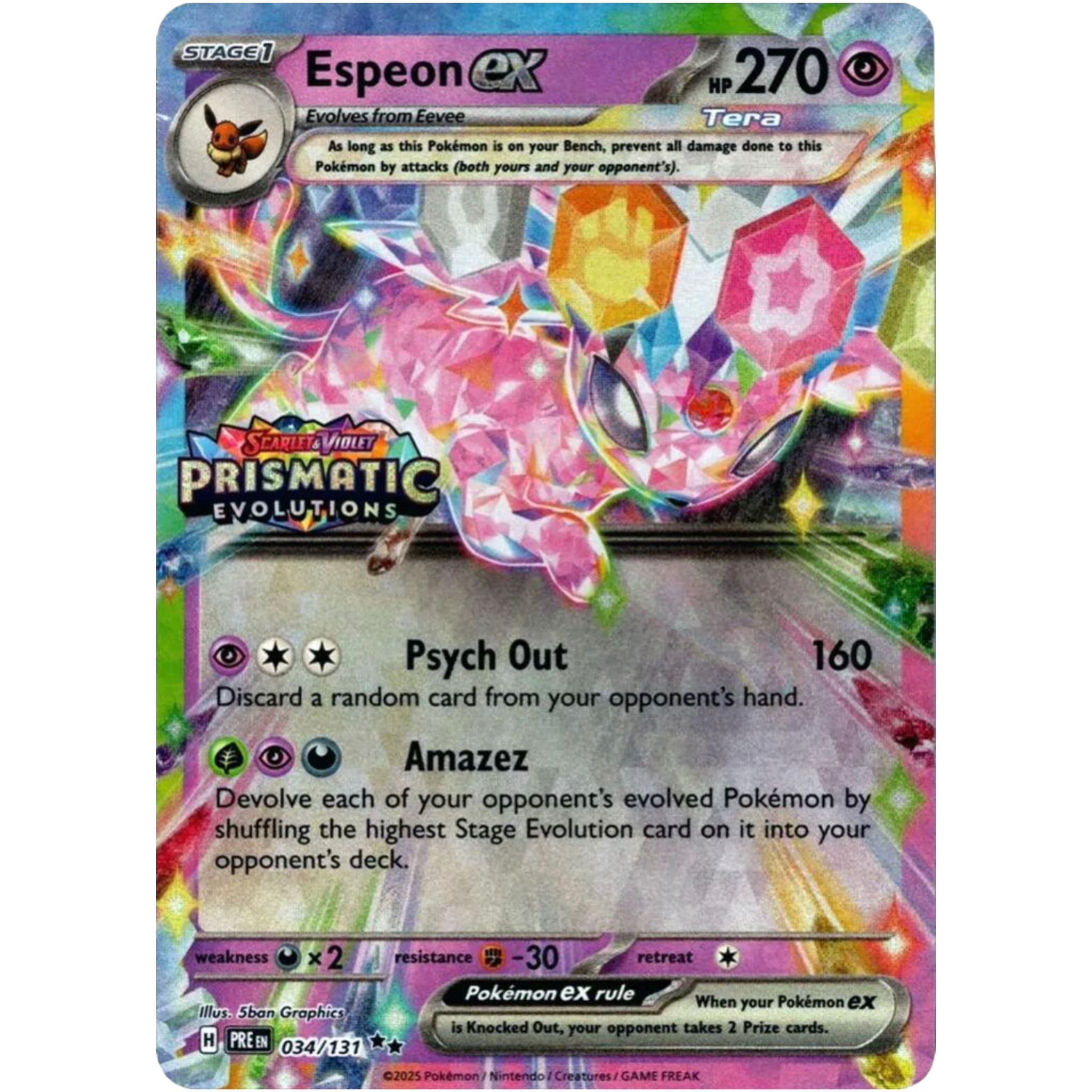 Espeon 034/131 Sealed ( Prismatic Evolutions Stamped ) [ Scarlet Violet : Prismatic Evolutions ]