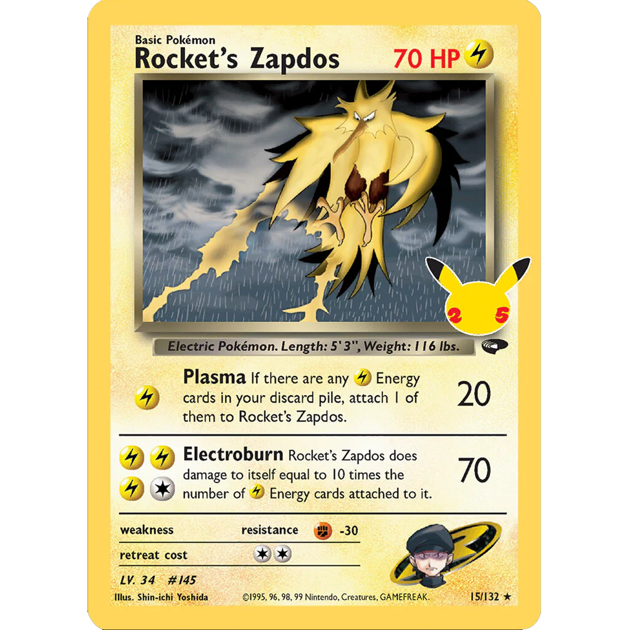 Rocket's Zapdos (15/132) [Celebrations: 25th Anniversary - Classic Collection]