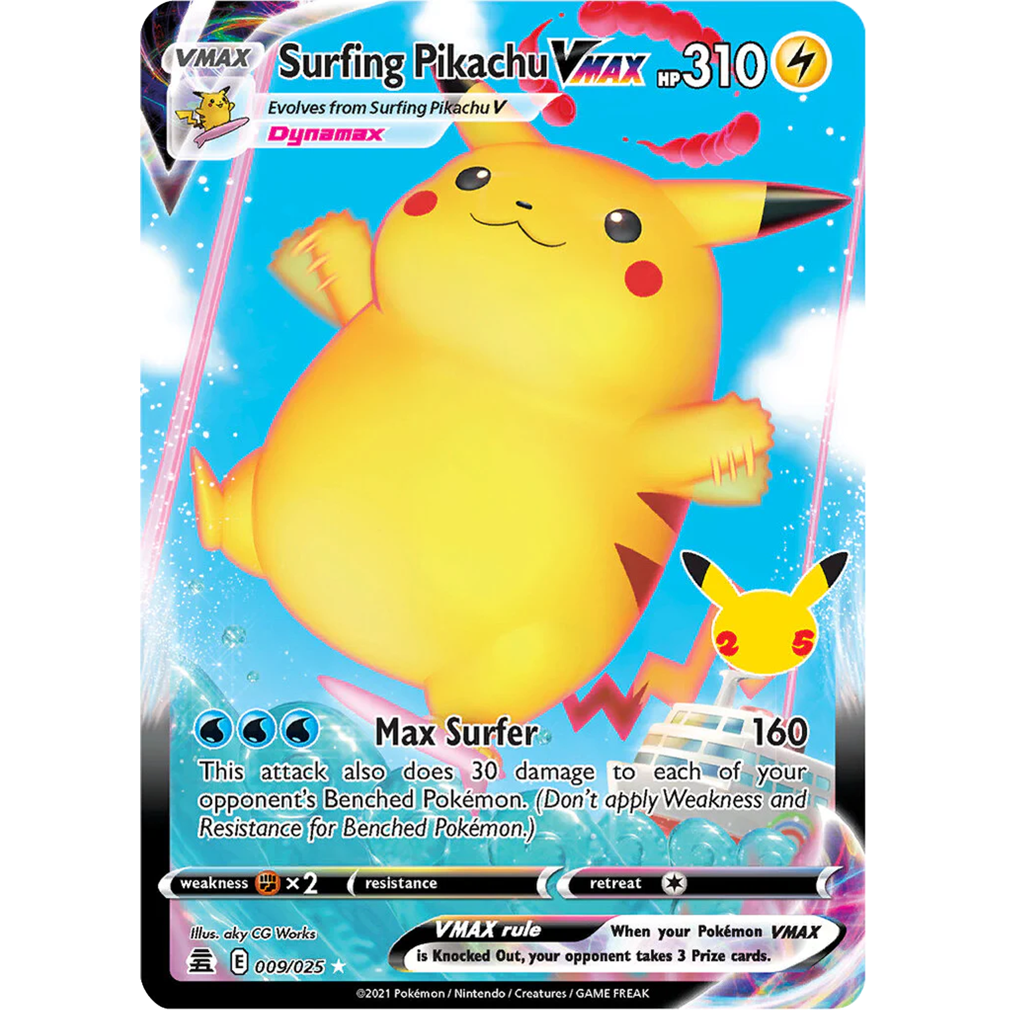 Surfing Pikachu VMAX (009/025) [Celebrations: 25th Anniversary]